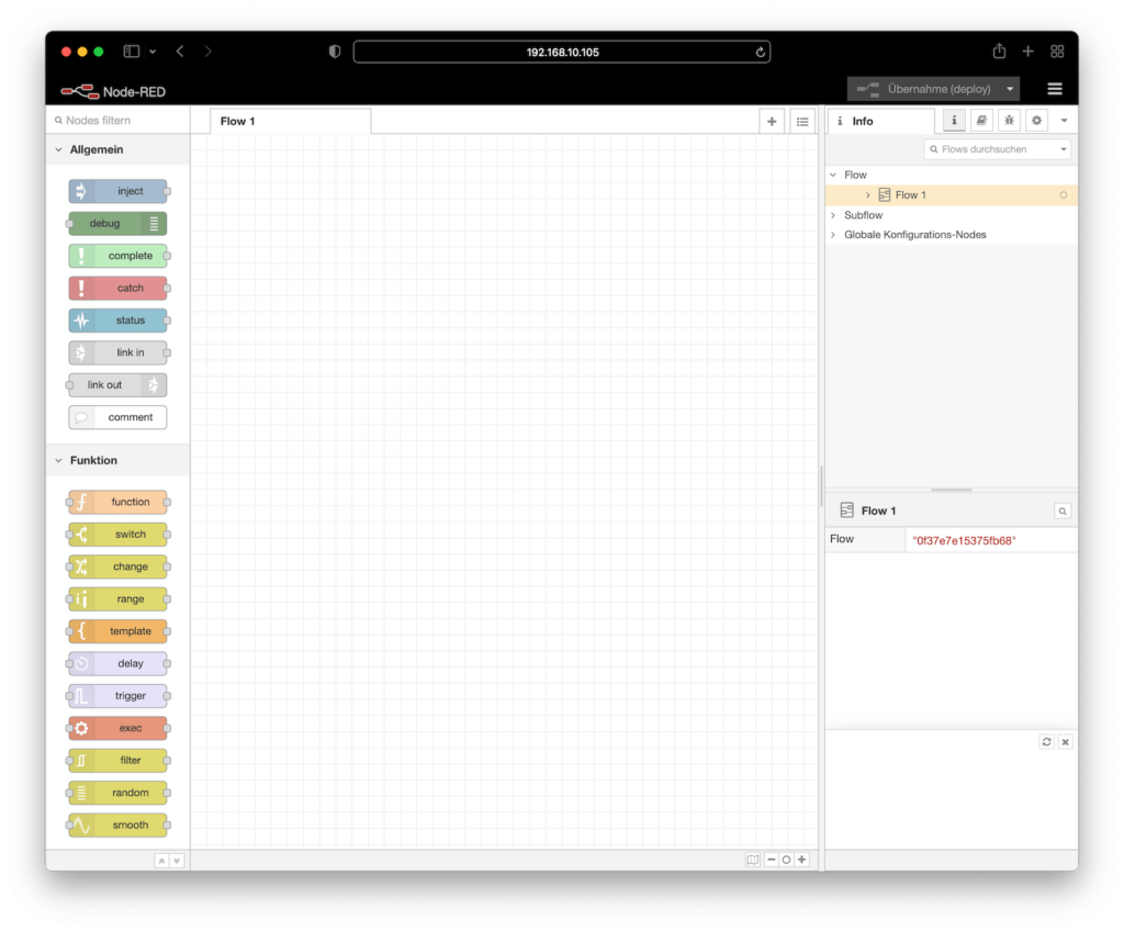 Node-RED Frontend im Browser